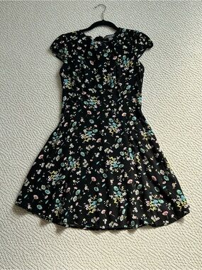 Black Floral Fit-and-Flare Dress - Classic Women's Summer Dress